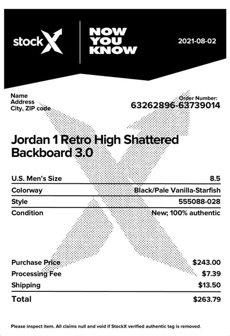 receipt generator stockx